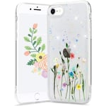 L-FADNUT Dried Flower Clear Case Cute for iPhone 7 Plus iPhone 8 Plus Clear Glitter Girls Silicone Shockproof Sparkle Floral Pressed Flower Phone Case for iPhone 7 Plus/8 Plus Green