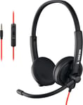 MC 301- Casque Micro PC Filaire Jack 3,5 mm, Son Stéréo, Microphone Rotatif Antibruit, Ultra Confort, Contrôle du Volume - Casque Professionnel Léger Idéal Télétravail