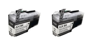 2x LC424 Black 29ml Ink Cartridges For Brother DCP-J1200W Printers