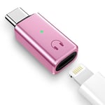 TiMOVO Adapter for Lightn-ing to USB C Audio Adapter, USB C Male to Lightn-ing Headphone Earphone Female Converter for iPhone 15/16 Series, iPad, Galaxy, MacBook, Not for Charging/Data Transfer, Pink