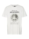 VERO MODA Vmebru Diane SS Top Box JRS GA T-Shirt, Blanc Neige/imprimé : mémoire, XS Femmes