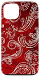 Coque pour iPhone 13 Rouge Art Déco Paisley Jesus Is King Bible Religieuse Écriture