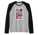 London Stamp with Iconic Landmarks - London Souvenir Raglan Baseball Tee