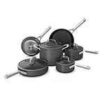 Ninja C39500 Foodi NeverStick Premium Hard-Anodized 10-Piece Cookware Set, Guaranteed to Never Stick, Nonstick, Durable, Oven Safe to 500°F, Slate Grey