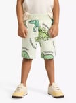 Lindex Kids' Organic Cotton Dino Print Shorts, Light Dusty Green