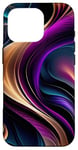 Coque pour iPhone 16 Pro Flux lumineux - Art abstrait violet, bleu sarcelle et or