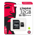 Kingston Micro SD 32GB (HC) minnekort Class 10