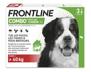 FRONTLINE 611025 Combo Chien - Anti Puces, Anti-Tiques - Protège L'Habitat1, Élimine Puces Pendant 8 Semaines-Tiques Pendant 4 Semaines - pour Chien plus 40 kg - Fabriqué en France -3 Pipettes Spot-On