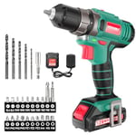 HYCHIKA Cordless Drill Driver 12V, Electric Screwdriver 30N·m, 21+1 Torque Electric Drill, 2-Variable Speed LED Work Light, 1500mAh Li-Ion Battery 25Pcs Accessories for Home and Garden DIY Project