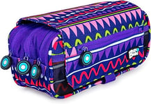 Grafoplás Zigzag, Trousse Scolaire 3 Compartiments pour Enfants, imprimé, 23 x 10 x 10 cm, Imprimé, 23x10x10cm, Trousse Scolaire Trois Compartiments avec Rabat