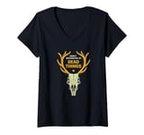 Womens Easily Distracted By Dead Things Halloween Taxidermy Deer V-Neck T-Shirt