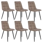 STRIB - Lot de 6 Chaises Tissu Marron et Piétement Acier