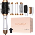 6 en 1 Air Styler, OKWRAP Brosse Soufflante Hair Styler Avec 6 Accessoires, Seche Cheveux, Fer a Boucler, Brosse Soufflante, Brosse Lissante Pour Cheveux, Pour Sécher, Lisser, Set de coiffure