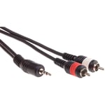 Cordon audio Fiche jack mâle stéréo de 3,5 mm vers Fiche mâle 2 Cinch, Long. 10m ( Prix pour 1 )