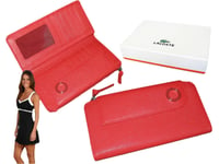 LACOSTE PURSE WALLET Women's Leather Vintage L14 Glam Twist Slg 3 Red NEW