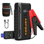 ASPERX 2000A Jump Starter Power Pack(8.0L Gas or 6.5L Diesel), Car Battery Booster Jump Starter with Jump Leads, LED Flashlight & LCD Display, Jump Pack for 12V Vehicles Pickup SUV Motorcycle Van