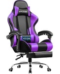 GTPLAYER Chaise Gaming Ergonomique, Fauteuil Gamer, Chaise Bureau, Chaise de Gaming, Gaming Chair avec Dossier réglable à 135°, Hauteur Réglablerepose-Pieds rétractables, Siege Gaming, Cuir Violet