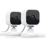 Indoor plug-in security camera 1080p HD day & night video 2 cameras (White)
