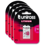 UNIROSS Lot de 4 Packs de 1 Pile Lithium 9V-Block L522 24-LF, IEC-FR03, 9V