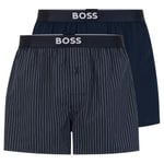 BOSS 2P Patterned Cotton Boxer Shorts EW Svart/Blå bomull Large Herre