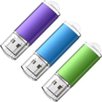 Cle Usb 16 Go Lot 3 Cle Usb Grande Capacite Cle Usb 2.0 Pas Cher Flash Drive Porte Cle Stockage Disque Memoire Stick Pour Windows,Pc,Ipad,Enregistreur,Linux