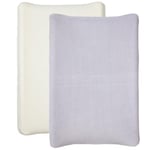 Babycalin - 2 Housses matelas à langer 50x70 cm Écru/Lilas - Housse matelas à langer Universelle en éponge 100% Coton - Bords élastiques - Housses de matelas à langer Facile à installer et à laver