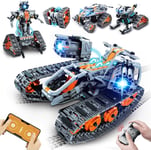 HOGOKIDS 5 in 1 Technic Robot Building Set with LED Light - APP & Remote Cars RC