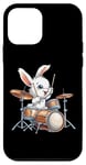 Coque pour iPhone 12 mini Lapin à bascule amusant - Lapin jouant de la batterie