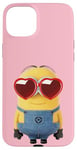 Coque pour iPhone 15 Plus Minions Cute Bob In Love Heart Shaped Glasses Portrait