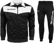 Givova Fotballtreningstreningssett Joggebukser Givova Tuta Visa Triacetato Svart Og Hvit Tr018 1003 Xs