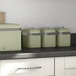 Swan STP1000GN - Retro Bread Bin and Set of 3 Canisters Green