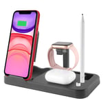 3 in 1 Wireless Charger Qi-Certified Fast Wireless Charging Station Dock for AirPods Pro/2, iPhone 12/12 Pro/12 Pro Max/11/11 Pro Max/XS Max/XR/XS/X/8/8P, Pencil Gen 1(Without Watch Charger & Adapter)
