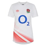 Umbro Womens England Rugby Warm Up Shirt 2023 2024 Top White/Coral S