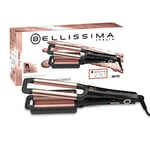 Bellissima MY PRO 2 in 1 Hair Waver Beach Waves Styler - Hair Crimper and Deep Waver Curling Iron, Ceramic Coating, Heat resistant handle, 160°C-200°C, Long-Lasting Results, Quick & Easy, Black & Gold