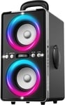 Enceinte Bluetooth 200W Puissante, Haut-Parleur Bluetooth Party Speaker Avec Super Bass, Led Light Show, Enceintes Tws Sans Fil, Lecture Usb/Tf Carte/Aux, Pour Extérieur, Maison, Fêtes, Camping