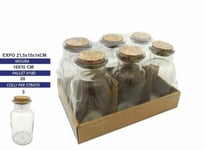 Set 6 Pièces Pots Verre avec Bouchon En Liège 250ml Sus