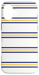 Coque pour iPhone 16 Plus Blanc Bleu Marine Jaune Rayé Girly Esthétique Preppy Stripe