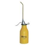 Reilang R004-313 Merkur Burette d’Huile avec Pompe Double/Récipient en PE, Jaune/Argent, 200 ML