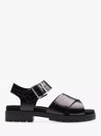 Clarks Orinocco Textured Leather Cross Strap Sandals, Black