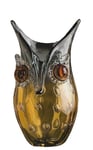 GILDE GLAS art Verre Art Vase Design Hibou – Objet décoratif Fait à la Main en Verre – Cadeau de qualité – Couleur : Ambre Marron – Hauteur 23 cm