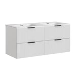 Meuble double vasque encastree 120cm Adriel Blanc