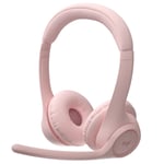 Logitech Zone 300 Wireless Headset Rose Dual Noise-Canceling Mics Recycled Plastic Wireless Headset