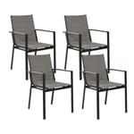 Lot de 4 Chaises de Jardin Noires en Aluminium et Coussin Meubles Extérieur Bus