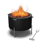 blumfeldt Ignite Pure Brasero Extérieur - Barbecue & Foyer, Résistant à la Rouille, Portable, Feu sans Fumée, Cendrier Amovible, Grille, Protection Pluie, 2 Hauteurs, Idéal Camping & Jardin