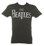 Amplified Mens The Beatles Logo Charcoal T Shirt CHARCOAL Small - White