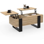 Idmarket - Table basse 2 plateaux relevables phoenix bois noir et façon hêtre