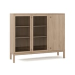 Stolab - Prio Skänk Hög Ek Glasdörr, 120 x 135 x 39, Ytbehandling Ljus Mattlack 3 - Sideboards - Måns Sjöstedt - Träfärgad - Glas/Trä