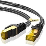 Câble Ethernet Cat 8 0,5 m, catégorie 8 tressé, plat haute vitesse (40 Gbps 2000 MHz/s), Gigabit Rj45 STP - Fil de câble blindé de raccordement LAN pour panneau de brassage de modem routeur.[G1422]