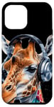 Coque pour iPhone 12 Pro Max Girafe Écouteurs Coloré Drôle Animaux Motif Imprimé