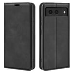 Google Pixel 8a Fodral Stötsäkert telefonfodral Skin-Touch PU Läder Flip Cover - Svart